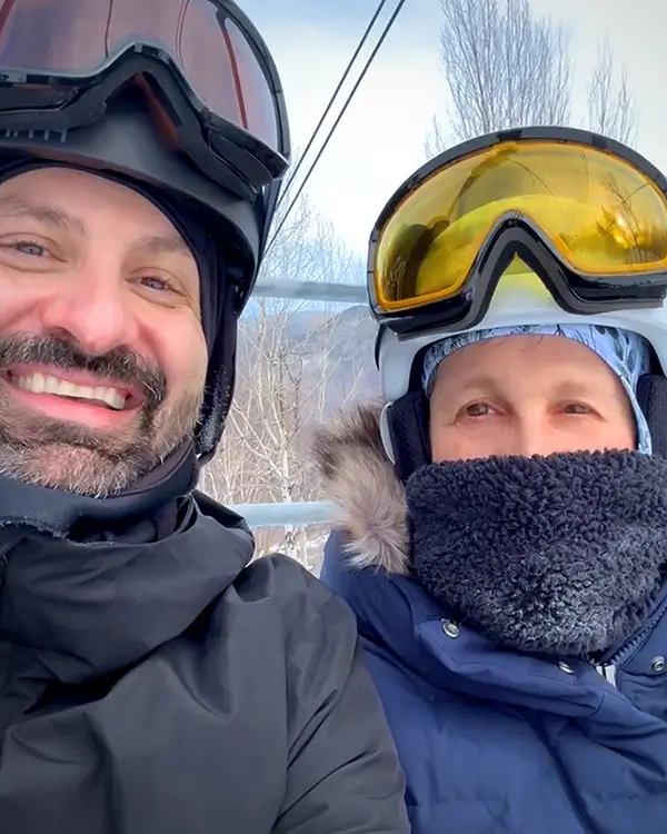 two people on ski lift